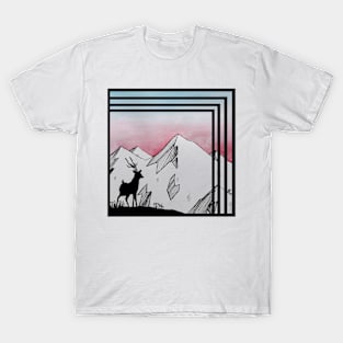 Deer watching mountain sunset T-Shirt